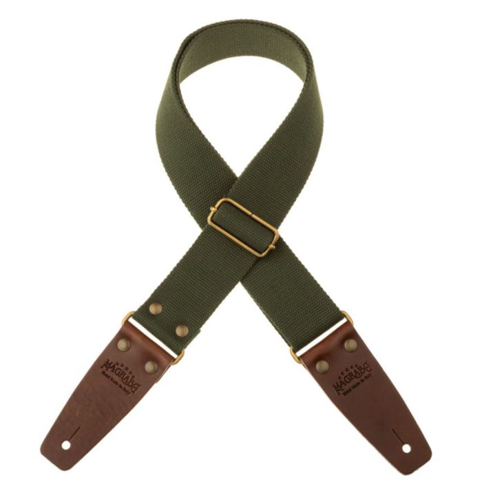 Magrabo' Tracolla chitarra Stripe SC Entry verde terminali marrone scuro fibbia ottone 5cm main product photo