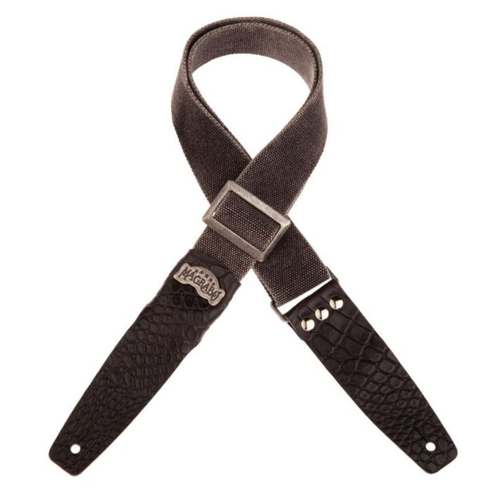 Magrabo' Tracolla chitarra Stripe SC cotone lavato nero terminali Cocco pros fibbia argento 5cm main product photo