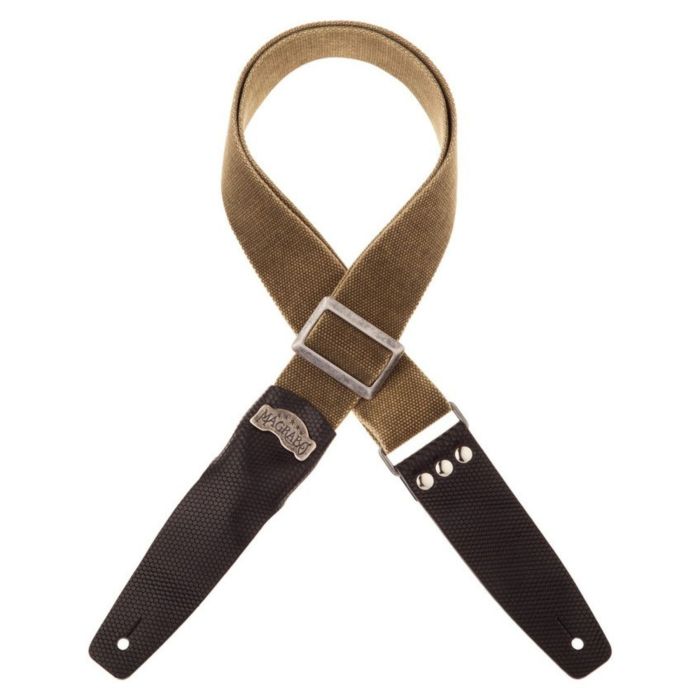 Magrabo' Tracolla chitarra SC cotone lavato verde oliva terminali twinkle neri fibbia argento 5cm main product photo
