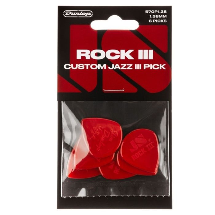 Dunlop 570P1.38 Blister plettri Rock III Custom Jazz III 6pz 1.38mm main product photo