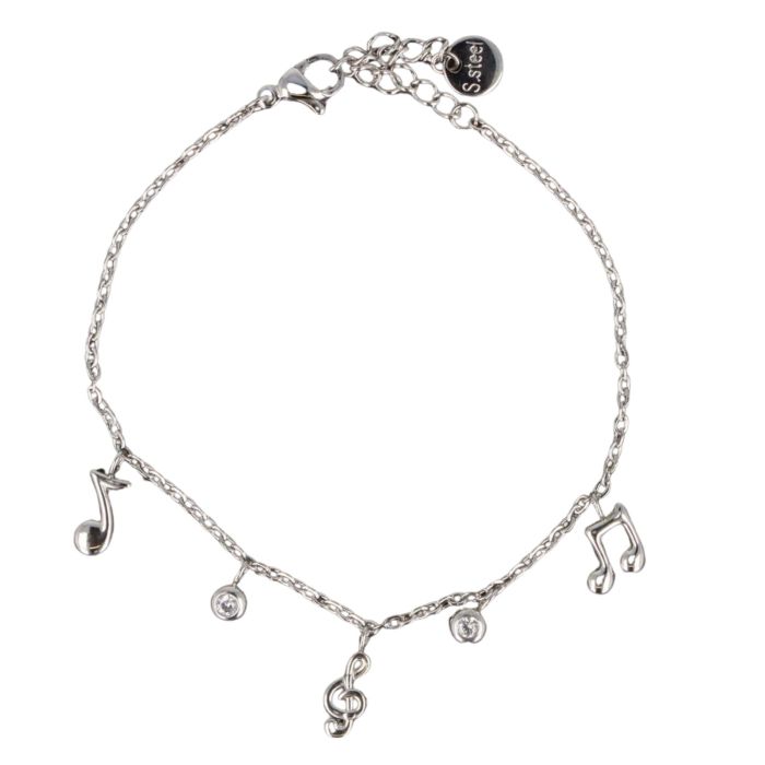 Bracciale in acciaio inossidabile con ciondoli a forma di note musicali e chiave di violino Musikbot main product photo
