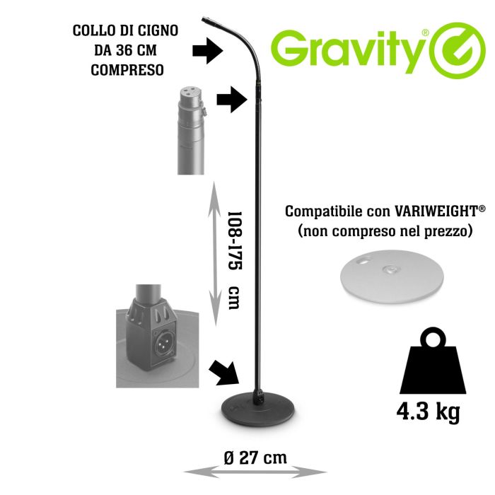 Asta Microfono dritta Gravity MS 23 XLR B main product photo