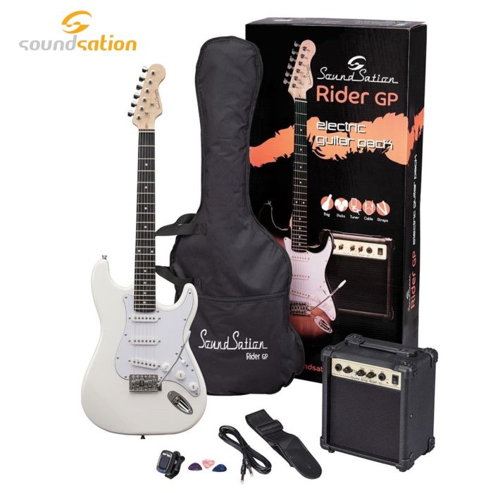 Kit Chitarra Elettrica Soundsation RIDER GP VW con amplificatore e accessori vintage white main product photo