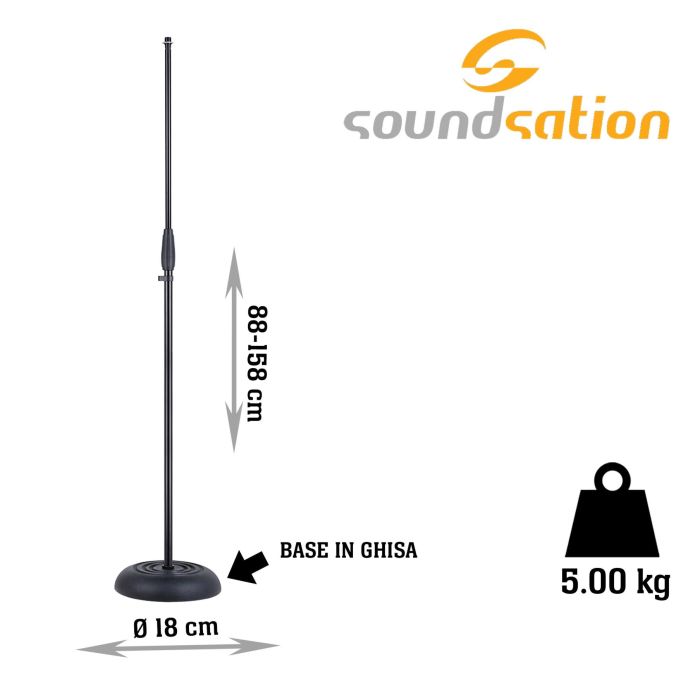 Asta Microfono dritta Soundsation SMICS-500-BK main product photo