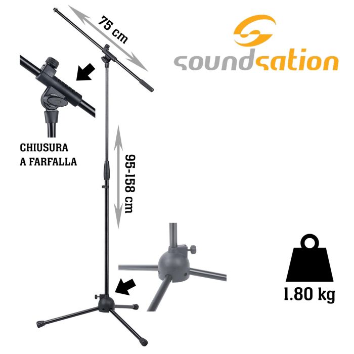 Asta Microfono giraffa Soundsation SMICS-70-BK main product photo