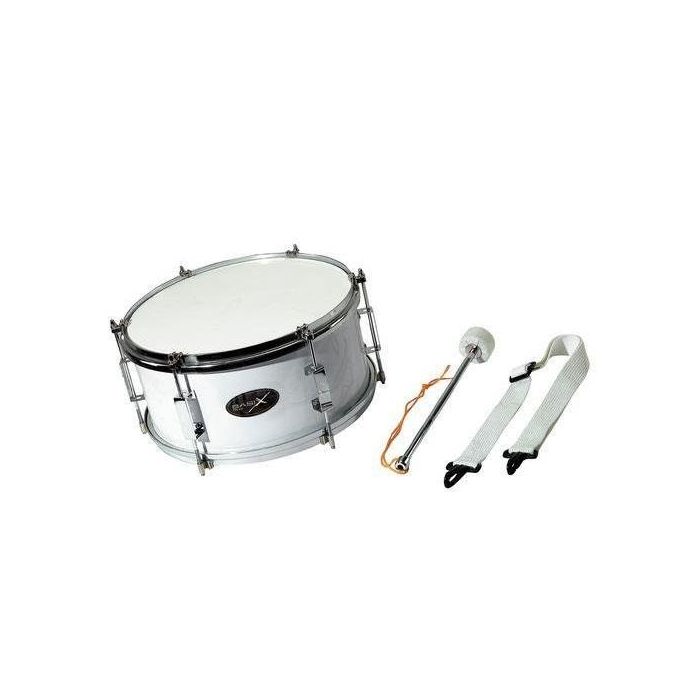 Tamburo da parata Basix 12"x7" bianco con tracolla e battente main product photo