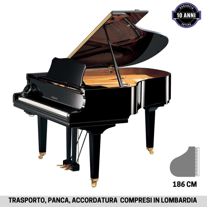 Pianoforte coda silent Yamaha GC2 SH3 PE Nero lucido main product photo