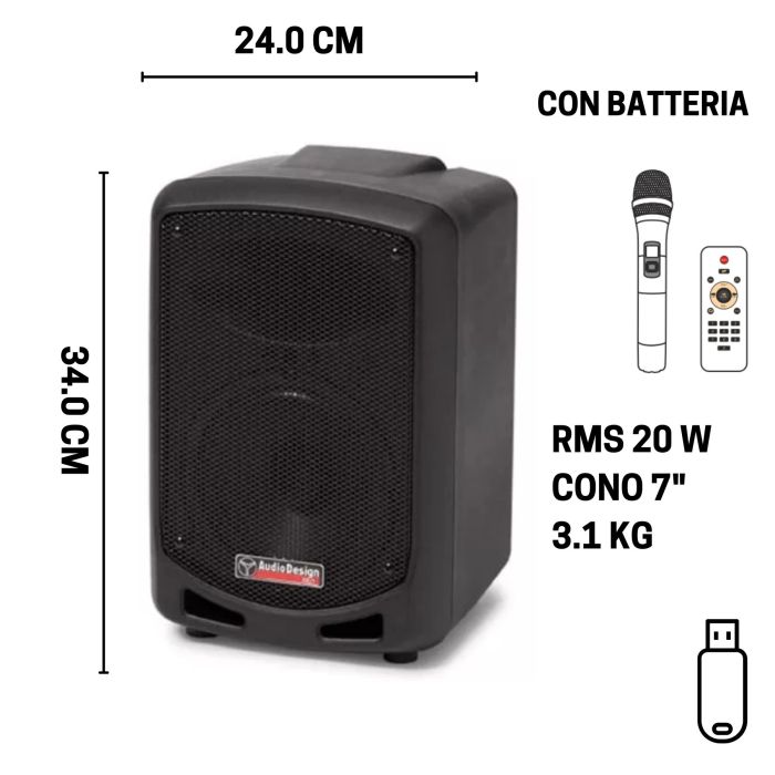 Box amplificato Audio Design M1 7W/L 1 palmare 60w a batterie main product photo