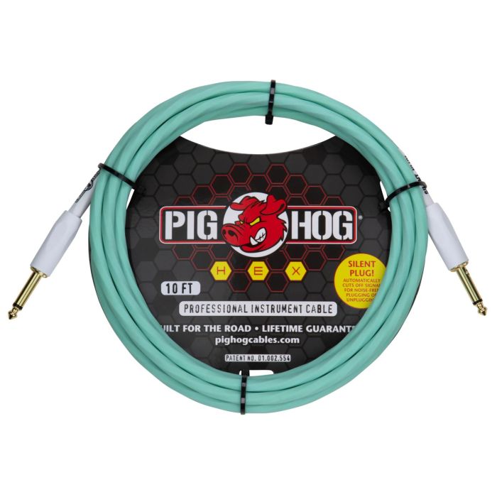 Pig Hog Cavo jack/jack 3 mt Hex Silent plug seafoam green main product photo