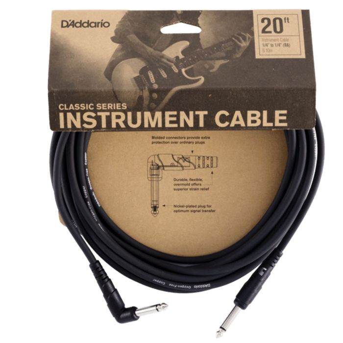 D'Addario PW-CGTRA-20 Cavo Jack/Jack angolare 6 mt Classic main product photo