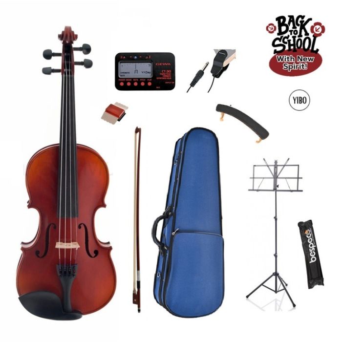Kit Violino 3/4 Yibo D con spalliera, leggio, accordatore e pickup main product photo