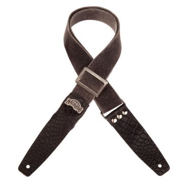 Magrabo' Tracolla chitarra Stripe SC cotone lavato nero terminali Cocco pros fibbia argento 5cm
