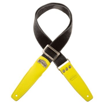 Magrabo' Tracolla chitarra Stripe SS cotone lavato nero terminali lime pros fibbia argento 5cm