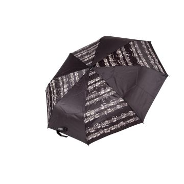 Ombrello mini nero con pentagramma bianco Musikboutique