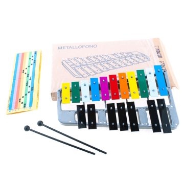 Metallofono Gitre' 742 18 piastre colorate cromatico con battenti