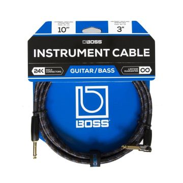 Cavo per strumenti Jack jack Boss BIC-10A Jack/Jack angolare 3 mt Cavo per strumenti Jack jack Boss BIC-10A Jack/Jack angolare 3 mt