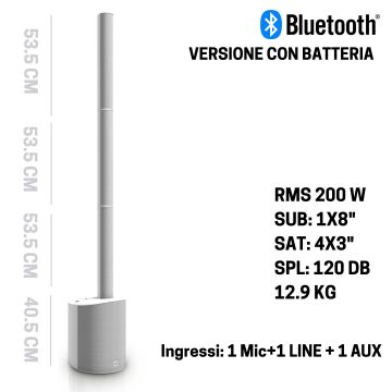LD Systems MAUI5 GO Bianco con batteria ricaricabile