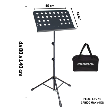 Leggio Proel forato RSM650 con borsa
