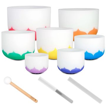 Set campane cristallo quarzo satinato Sela Lotus 7pz 3 battenti 7 basi